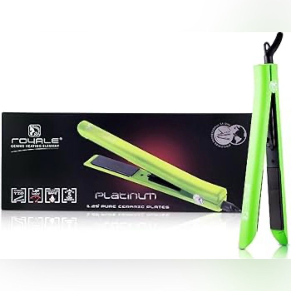 Royale Platinum Genius Heating Hair Straightener Pure Ceramic Plates
1.25" Lime